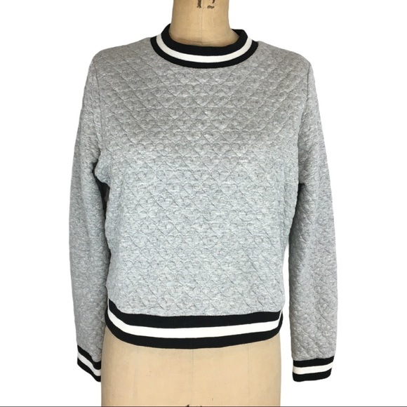 Tops - Quilted Grey Athleisure Detail Sweatshirt